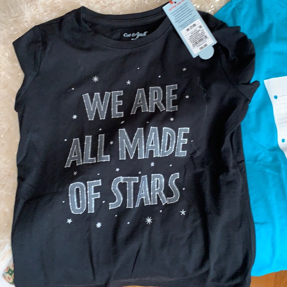 3 size 7-8 girls tshirts. NWT. 2 cat snd jack. 1 wonder‎ nation . Retail 17.